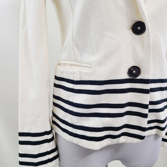 J. Crew Maritime Blazer Placed Stripe Cream Black XS - Picture 5 of 7